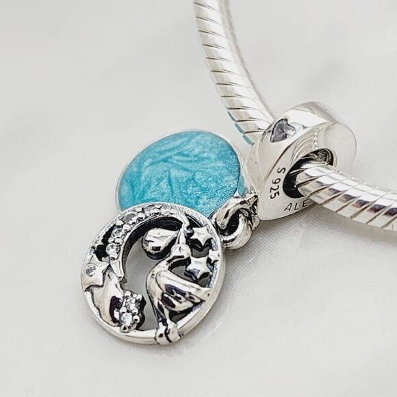 Pandora Stork & Twinkling Stars Dangle Charm with pouch - Picture 2 of 5